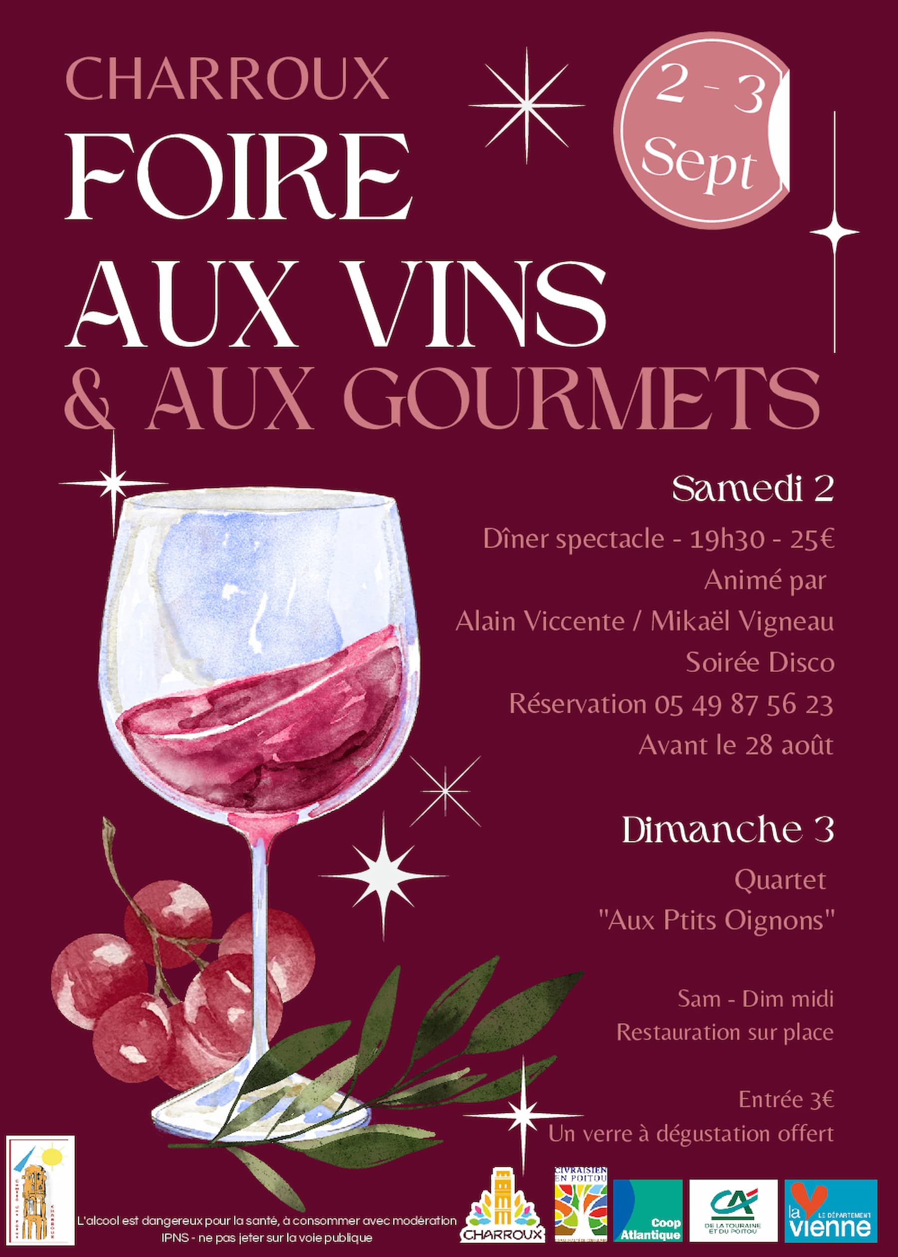 Affiche Foire aux vins et aux gourmets à Charroux dans le Poitou