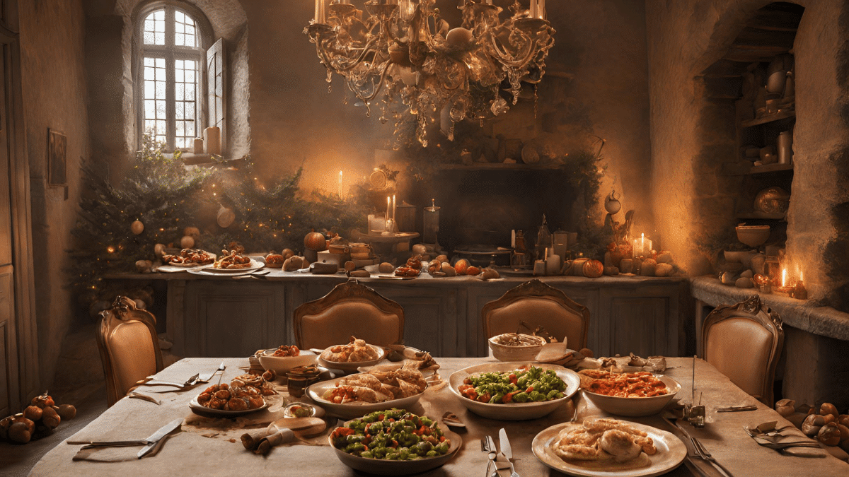 repas de fête dans les châteaux