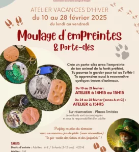Affiche Empreintes porteClés domaine du ciran activité vacances fevrier