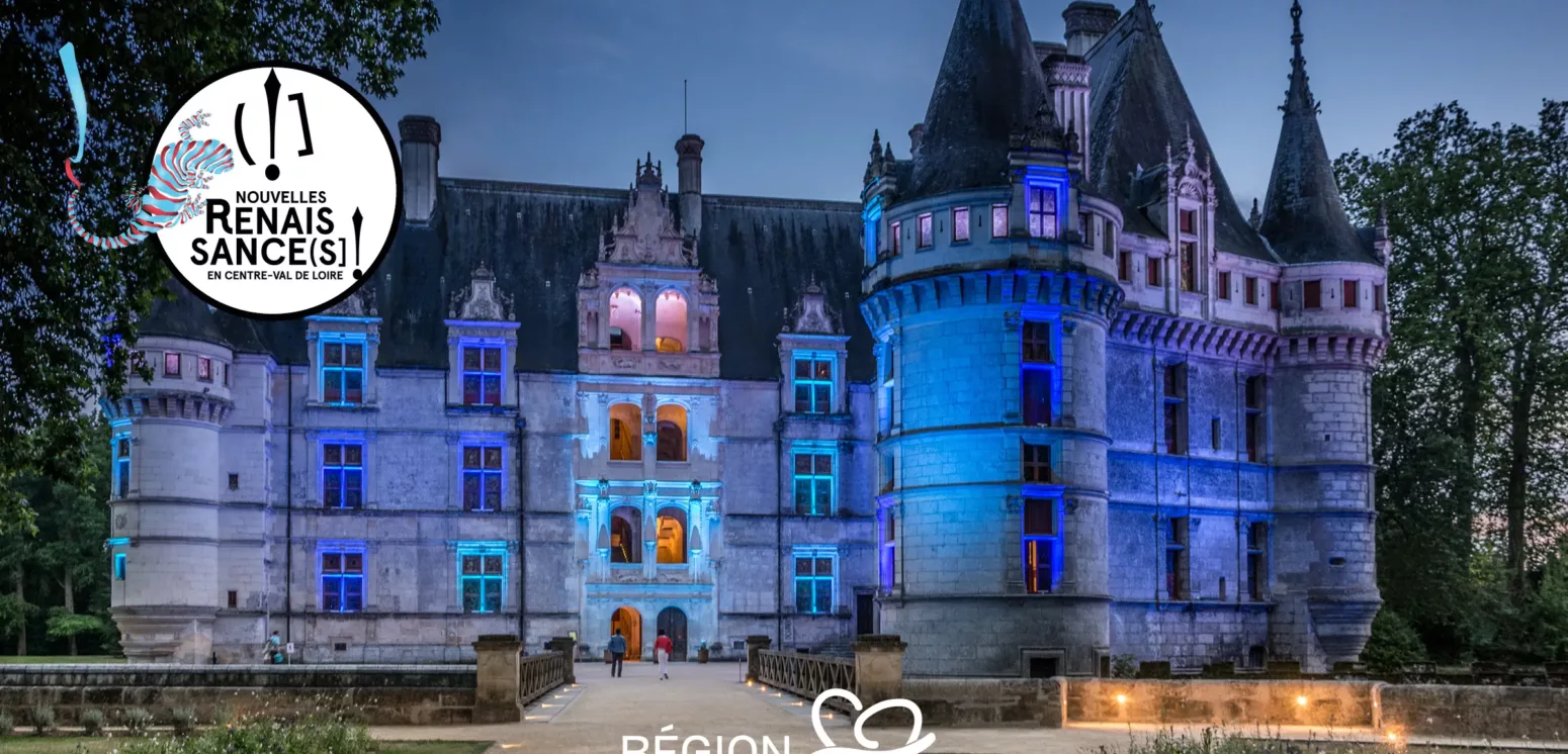 visuel pour les nouvelles renaissances de juillet 2025 avec un chateau éclairé en bleu