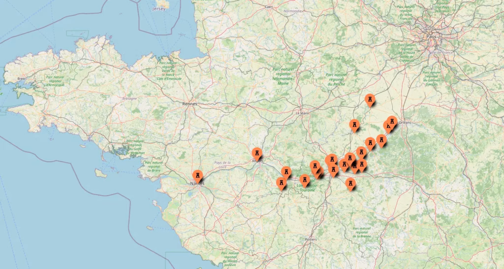 carte des chateau de la loire 2026 France